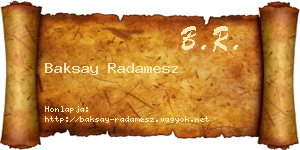 Baksay Radamesz névjegykártya